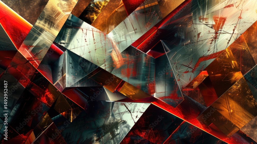 Poster abstract of digital shape and particle with horror cyber style design connecting become system shape