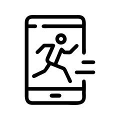 Running track fitness icon. Track with runner promoting cardio exercise goals.