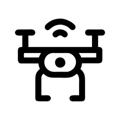 Drone tech gadget icon. Flying drone capturing aerial photography footage.