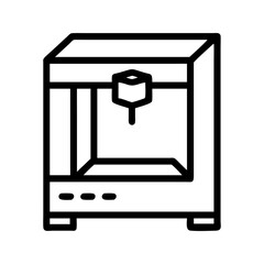 3D printer tech icon. Printer creating innovative three dimensional objects.
