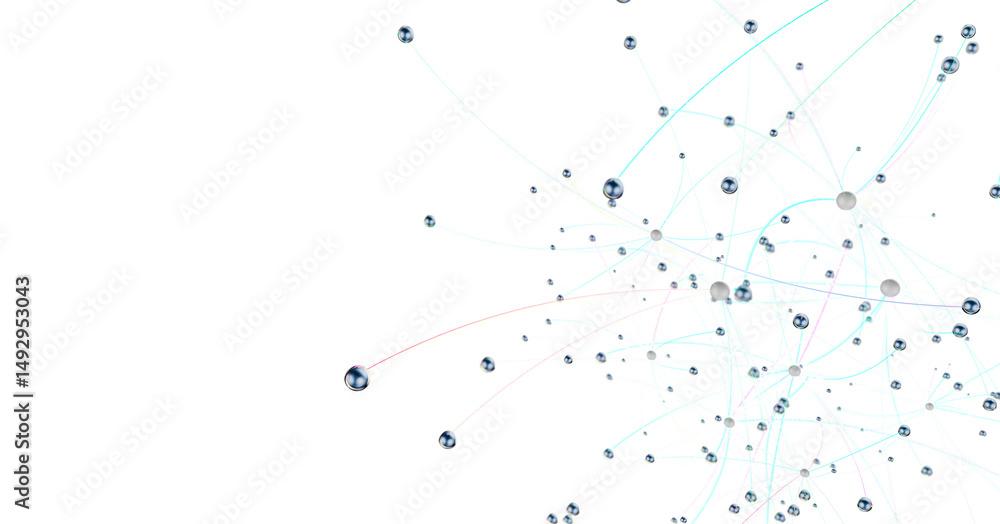 Poster Abstract connected dots and lines. Concept of AI technology, Motion of digital data flow.