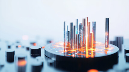 Futuristic digital landscape featuring glowing data structures and advanced technology elements, symbolizing innovation