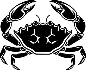 Crab Vector Icon, Minimalist Black and White Sea Animal Silhouette