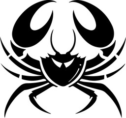 Crab Vector Icon, Minimalist Black and White Sea Animal Silhouette
