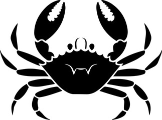 Crab Vector Icon, Minimalist Black and White Sea Animal Silhouette