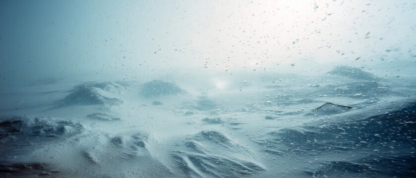 A stormy seascape under a winter sky, with waves rolling and echoing the symphony of nature's raw power and the chill of the ocean breeze.