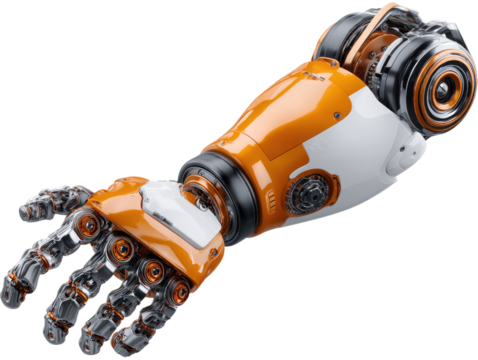 Futuristic Prosthetic Arm: A state-of-the-art prosthetic arm showcases advanced technology with intricate details and a sleek design.
