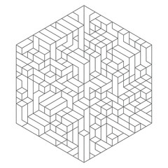 Easy coloring pages for adults: simple hexagon mandala

