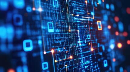 Abstract digital network visualization with glowing nodes and connections