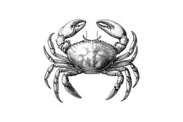 Hand-drawn Crab Illustration, Vintage Sea Life Print, Old Engraving Style, Rustic Ocean Animal Sketch, Monochrome Marine Crustacean Art, antique marine life drawing, black line art,