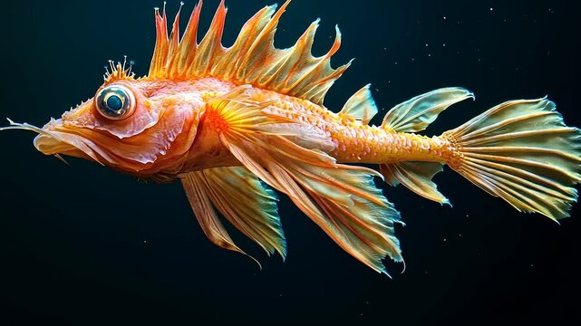 Stunning Orange Sea Scorpion Fish in Dark Water
