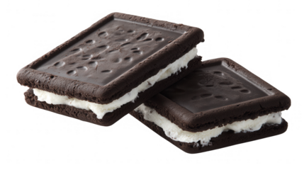 Delicious Chocolate Cookies with Cream Filling on PNG transparent background