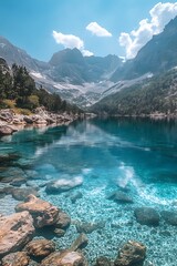 Obraz premium Alpine Lake Scenic View.