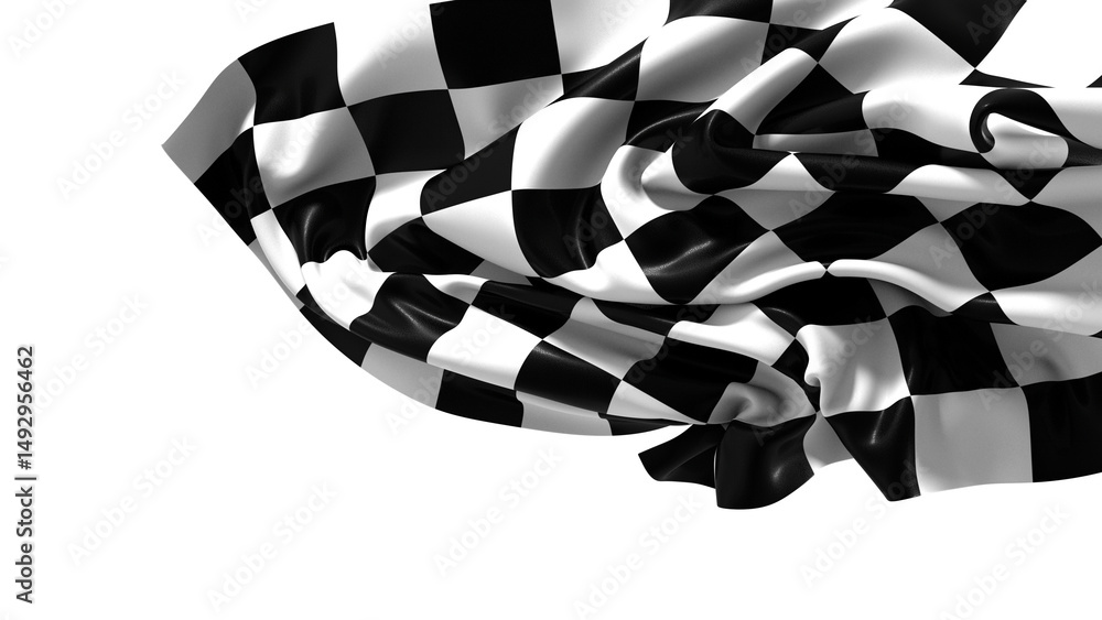 Aufkleber the checkered flag waves in the wind signaling the end of a race victory is in sight