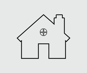 Vector home icon illustration on a white background, house line art