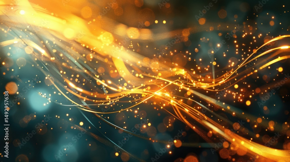 Poster wonderful picture of colorful light sparkling particles scattered across space background, create ab