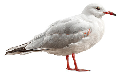 Obraz premium Isolated silver gull seagull bird standing on black background wildlife photography stock photo image on transparent background
