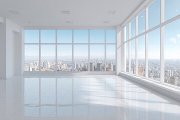 Modern office interior with city views