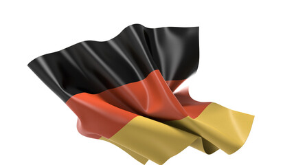 A dramatic close up of the German flag flowing in the wind