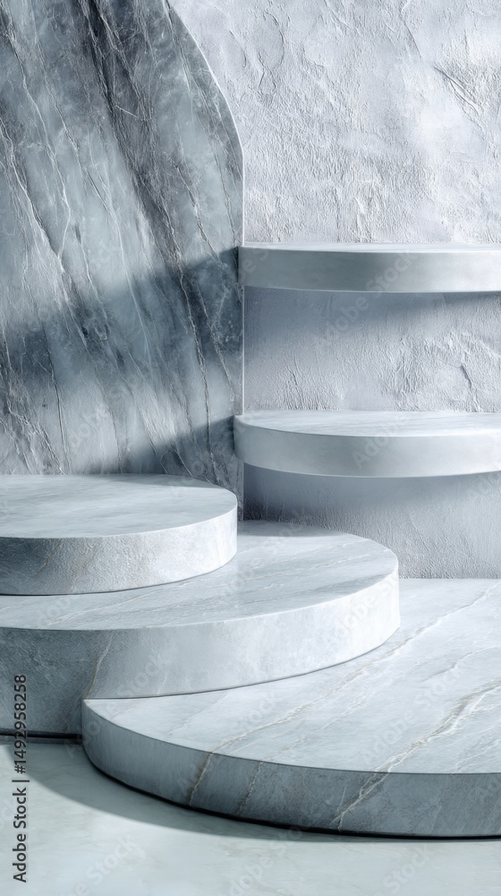 Aufkleber marble podium display background for product showcase with natural light and textured wall in studio