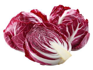 Obraz premium Vibrant Radicchio: A close-up shot of fresh radicchio leaves displaying their distinctive burgundy and white coloration, a culinary delight, full of healthy vitamins.