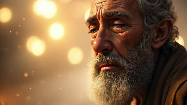 Portrait of a man finishing his prayer to God