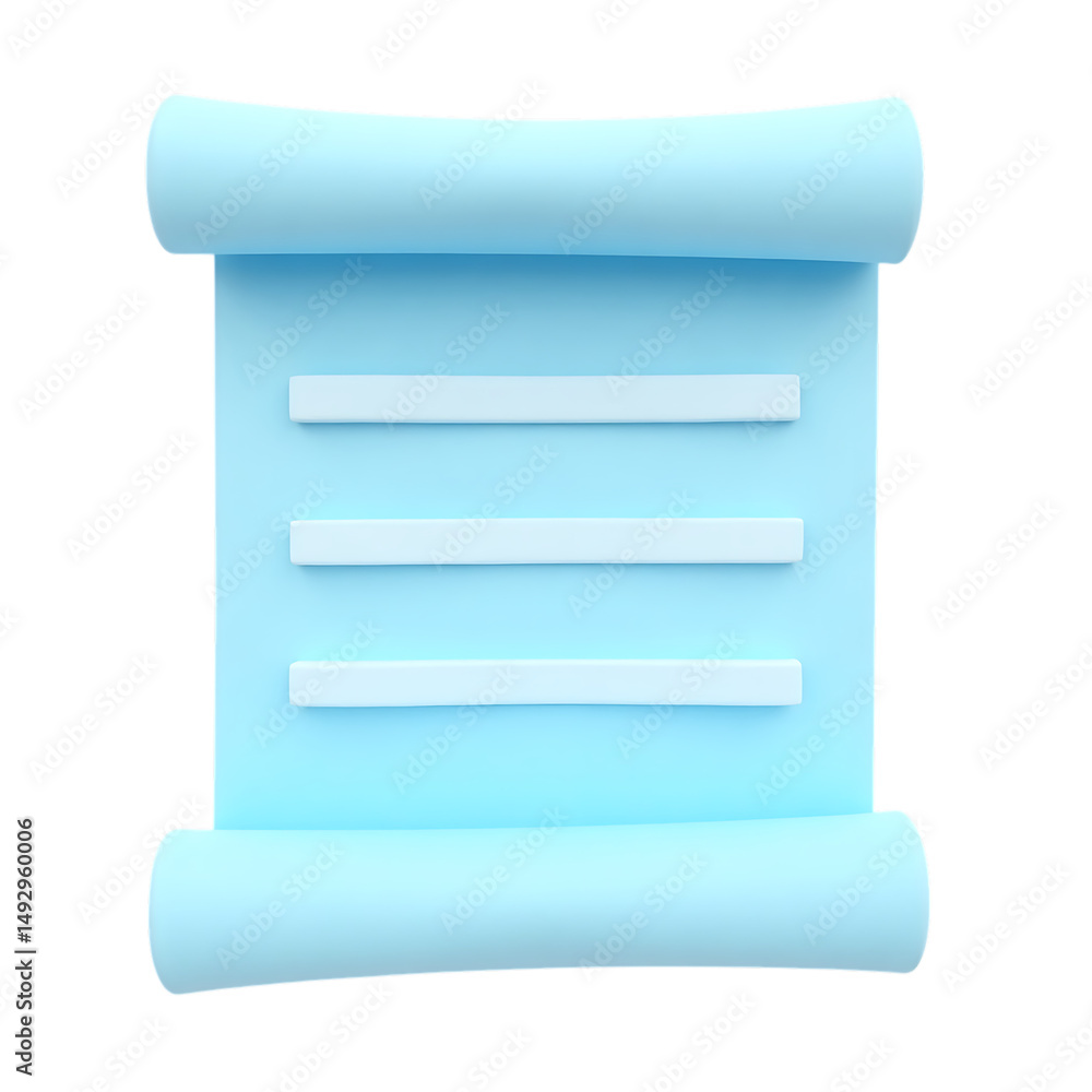 Aufkleber light blue scroll with three lines on transparent background