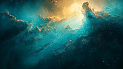 Blue and yellow universe galaxy landscape 