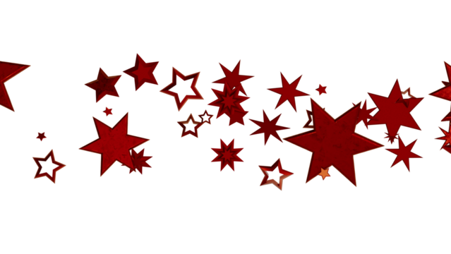 Image of red stars scattered on a white background. Perfect for festive designs, celebrations, and more.