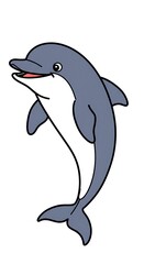 Fototapeta premium Cartoon dolphin gleefully leaps upwards