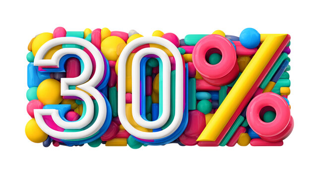 Get thirty percent off sale discount offer promotion banner special deal limited time only colorful design on transparent background