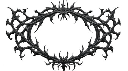 Ornamental Spiky Frame Design on PNG Transparent Background Image