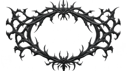 Ornamental Spiky Frame Design on PNG Transparent Background Image