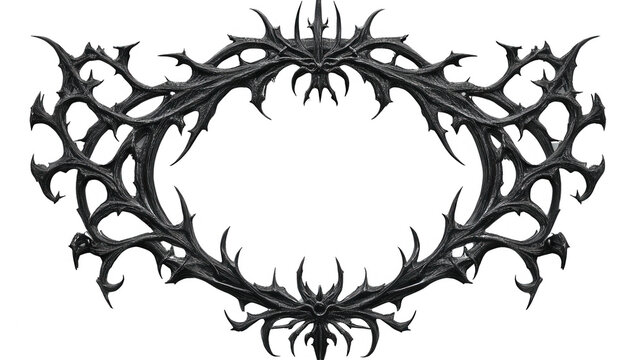 Ornamental Spiky Frame Design on PNG Transparent Background Image