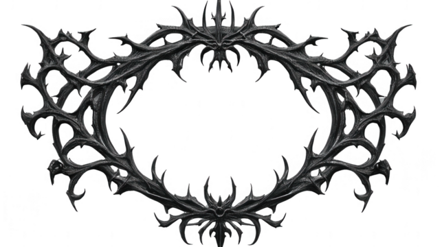 Ornamental Spiky Frame Design on PNG Transparent Background Image - Powered by Adobe