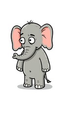 Fototapeta premium Cartoon elephant standing with curious expression
