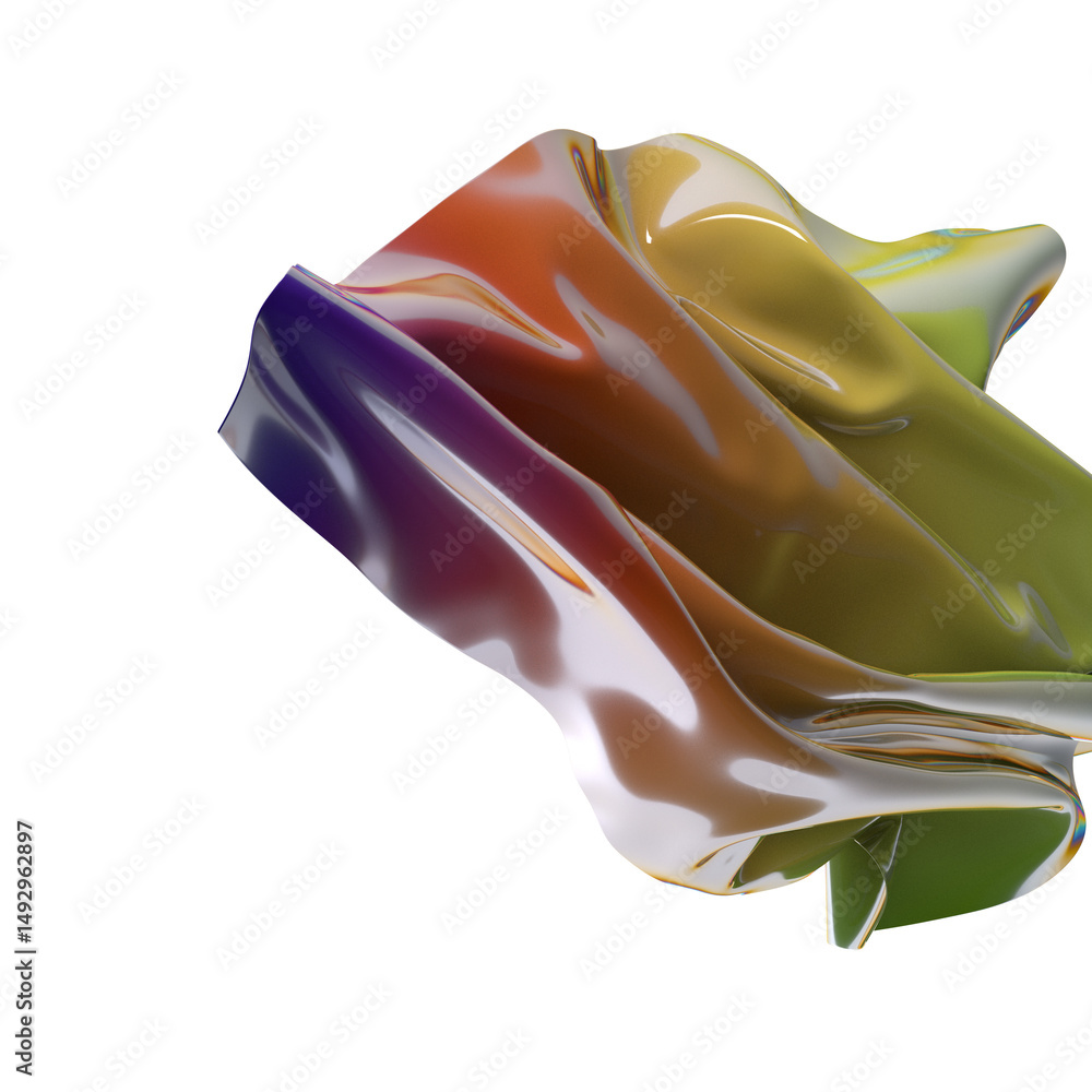 Poster a vibrant abstract swirl of iridescent fabric the colors are flowing and dynamic