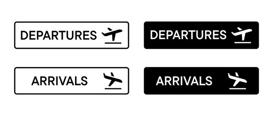 Airport departure arrival travel icon. Airport board airline sign