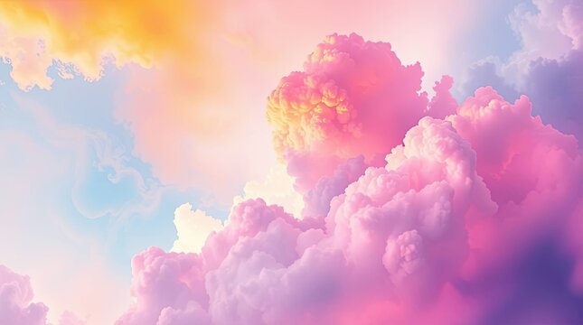 Dreamy pastel clouds background with soft pinks and purples hues artwork