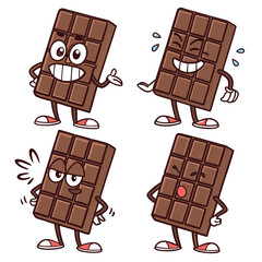 set of cute and funny chocolate bar characters