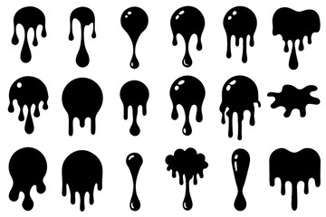 A wild animal safari collection with black ink splash vector illustrations of elephants and giraffes