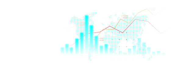 Conceptual technology background image of financial graph analysis, stock market, trading