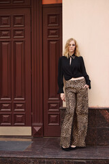 street style fashion girl model in a stylish look on the street.