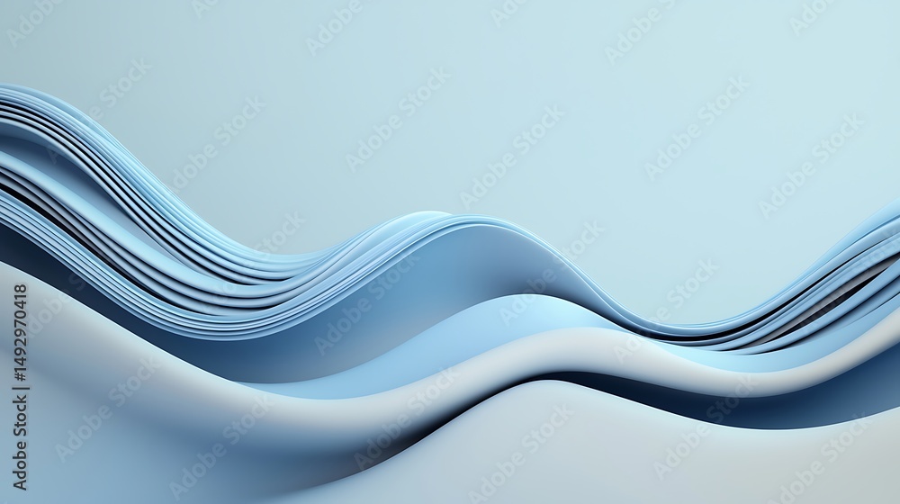 Poster abstract blue waves with layered, flowing lines create a smooth, modern background design.