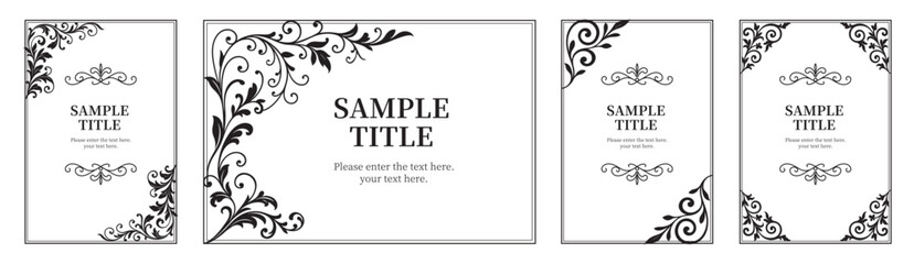 Elegant set of vintage ornamental frames with floral swirls and decorative corners. Ideal for invitations, greeting cards, certificates, menus, or decorative borders. © SERHII