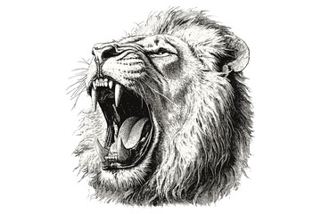 Vintage Lion Engraving, Majestic Wildlife Etching, Retro Animal Illustration, Monochrome Safari Art, Jungle Big Cat Decor, Old Style Black Sketch, Wilderness Prints, Trendy Animal Art