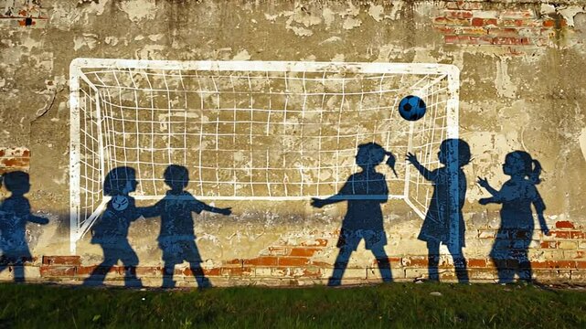 Drawing of a soccer goal at school.
