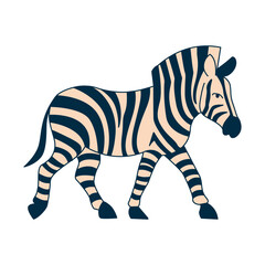 The illustration is minimalistic. Drawing of a zebra with simple lines. Contour flat illustration with fill