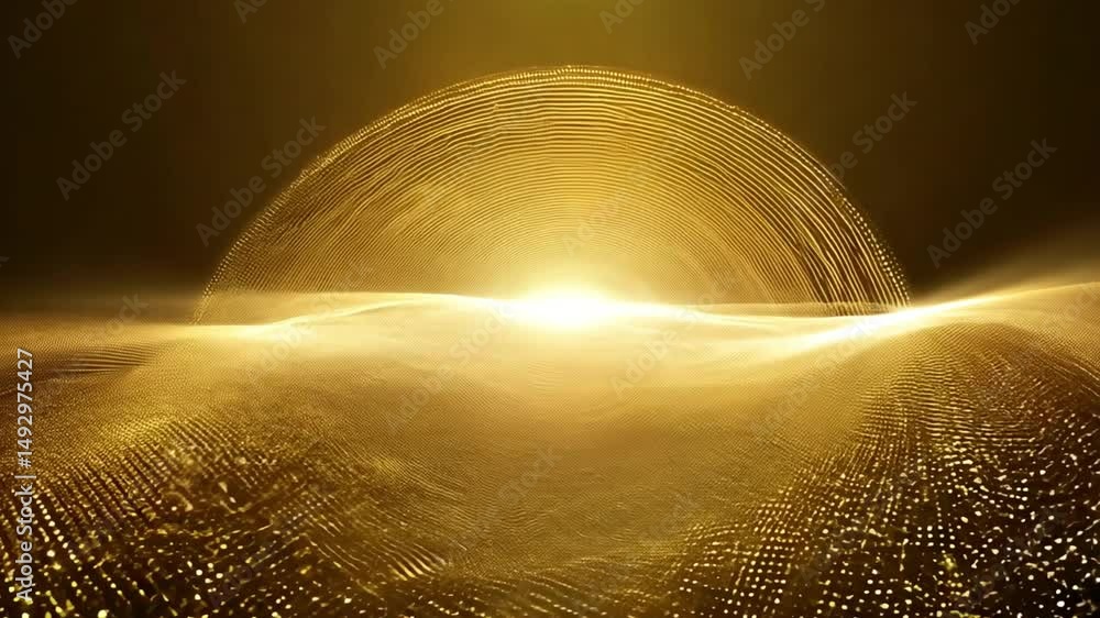 Poster golden light waves an abstract texture of warmth and tranquility, capturing glow of mesmerizing patt