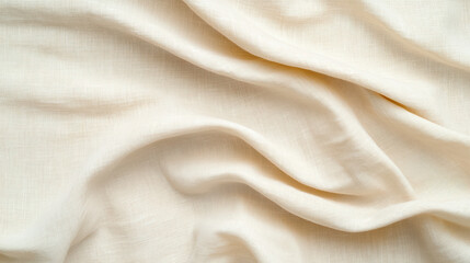 Obraz premium Soft beige linen fabric draped elegantly, showcasing its delicate texture and gentle folds